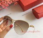 Hot Sale Newest Cartier Brown Lens Gold Diamonds Sunglasses Replica